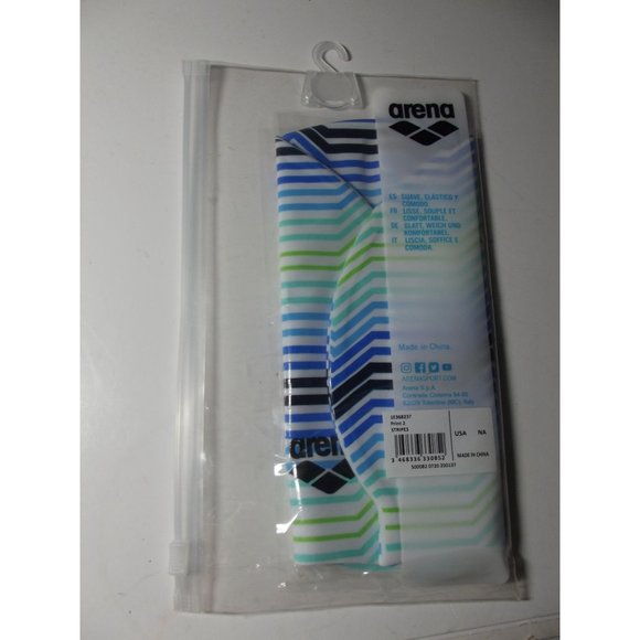 Swim Cap Adult Fit ARENA Silicone Print Blue Black Green swimming mens women - Picture 5 of 6